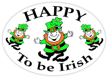 Sticker oval, "HAPPY To be Irish"
